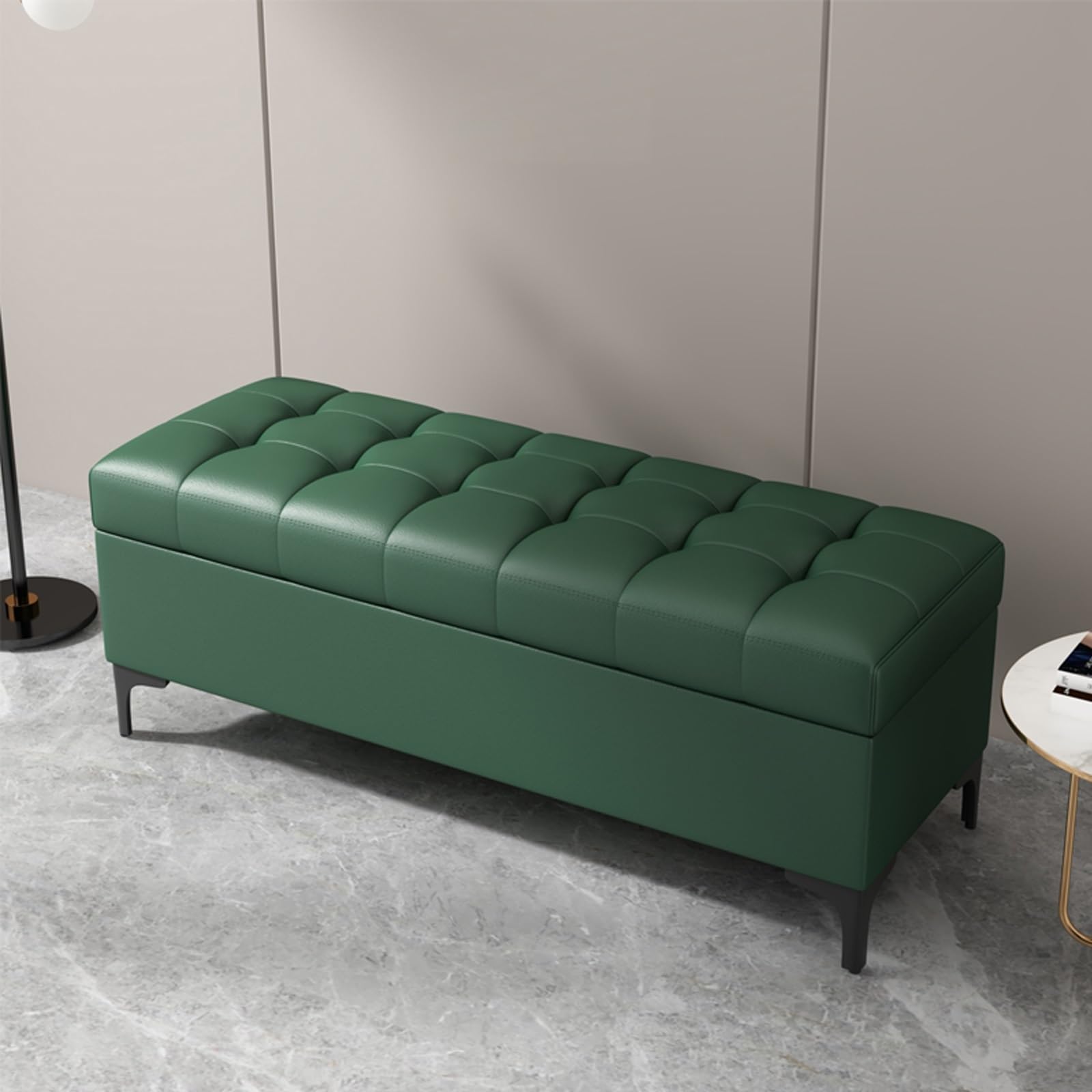 GHFXSCV Versatile Rectangular Pouf Storage Bench - Stylish for Bedroom & Living Room, Perfect Footrest & Shoe nizer, Elegant Bed-End Foot Stool