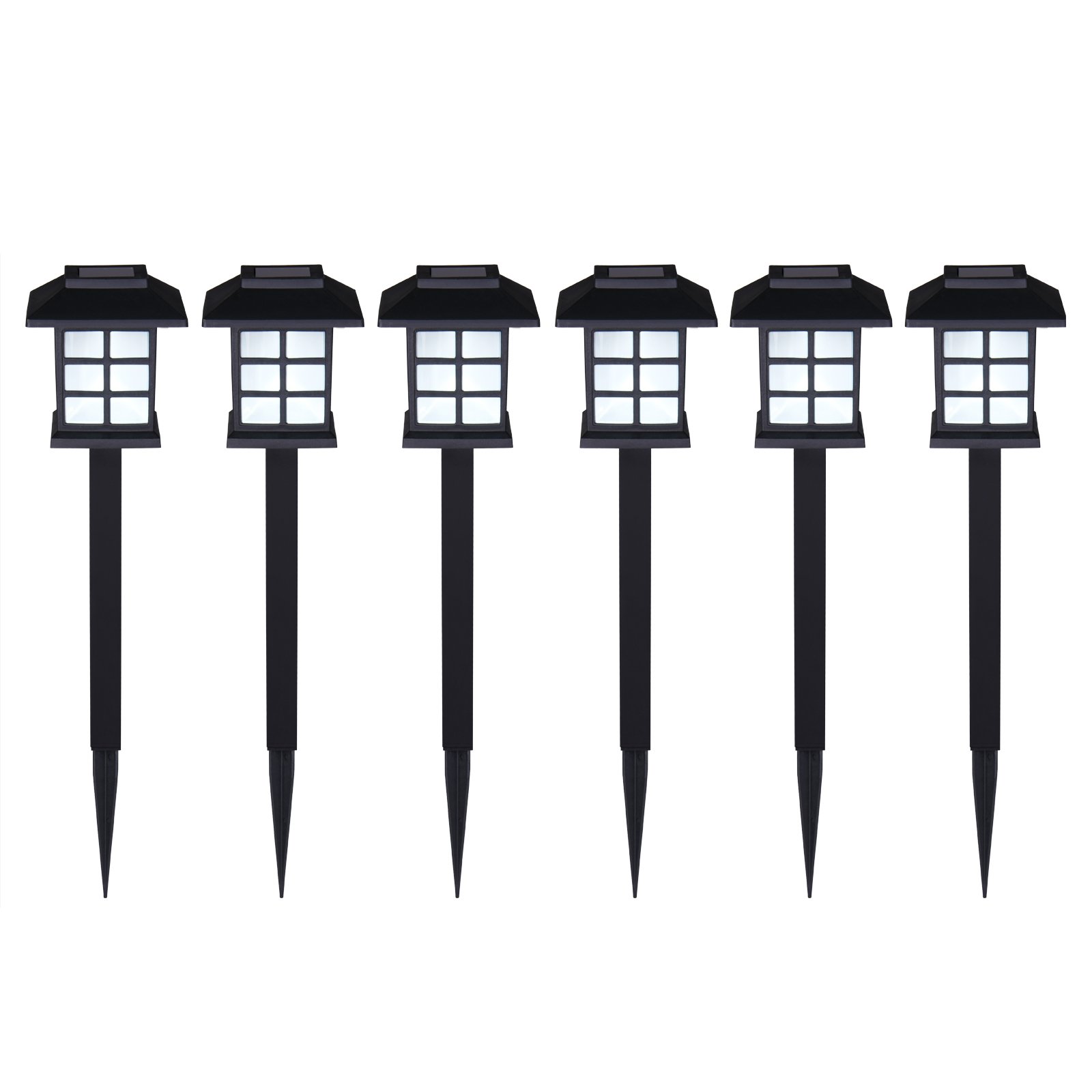 Deuba® Solarlampe für Außen 24er Set LED Wetterfest IP44 Dämmerungssensor Erdspieß Solar Laterne Schwarz Garten Leuchte Außenleuchte Balkon Deko