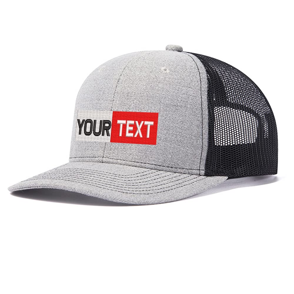 Personalized Baseball caps Custom Embroidered Adults Unisex Embroidered Adjustable 112 Trucker Caps or Hats with Text & Logo Grey Black
