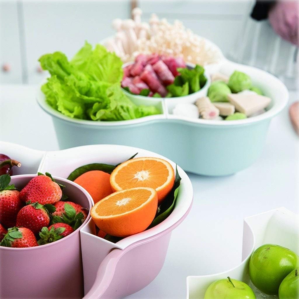 Draining Rack The Double-Layer Water Filter Plastic Drain Basket can be Divided and Used for Cleaning Vegetables and Fruits. Multifunctional Colander Drainage Rack(Pink)