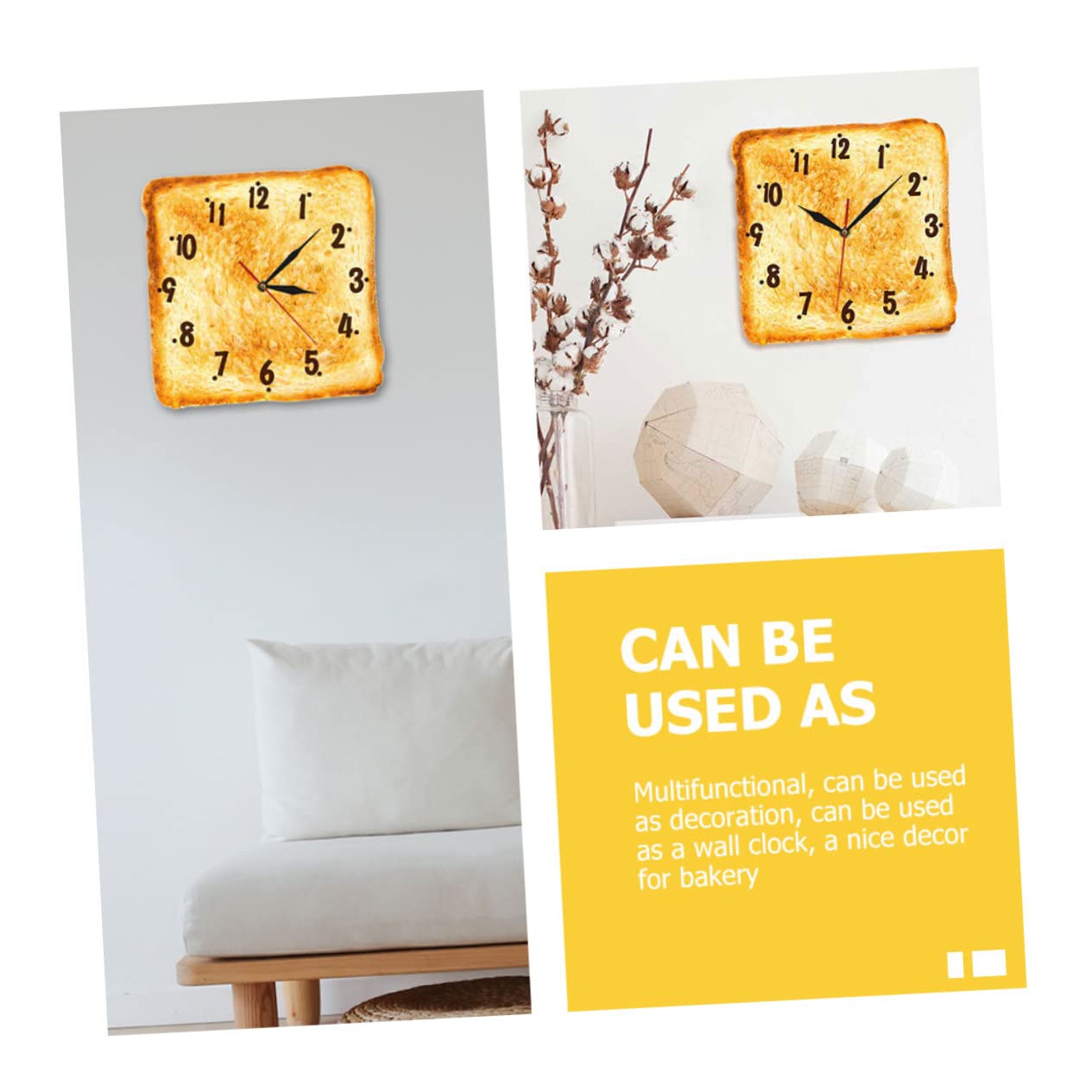 Reloj de Pared Colgante Moderno Forma de Pan de Plástico para Decoración de Cocina y Panadería, Diseño Versátil y Función de Preciso