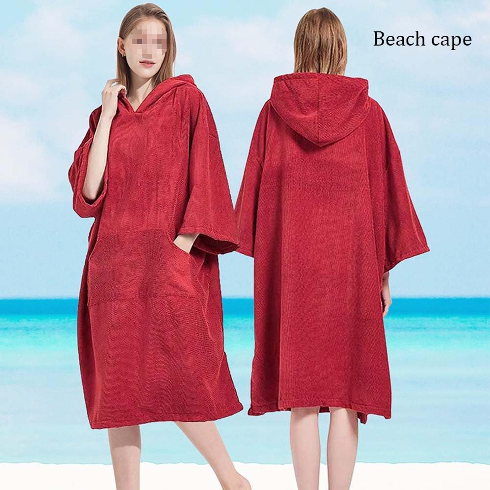 Bademantel mit Kapuze, Surf Poncho mit Kapuze, Strandtuch Verdickte Mikrofaser Kapuzen Badetuch für Männer Frauen, 75 * 110cm (I)