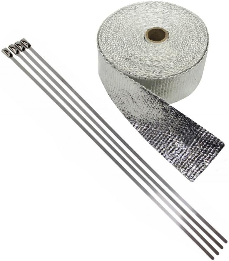Aluminized Fiberglass Exhaust Pipe Wrap, Header, Parts, Heat, Shield, Tape Automotive, Exhaust, Heat, Sleeving