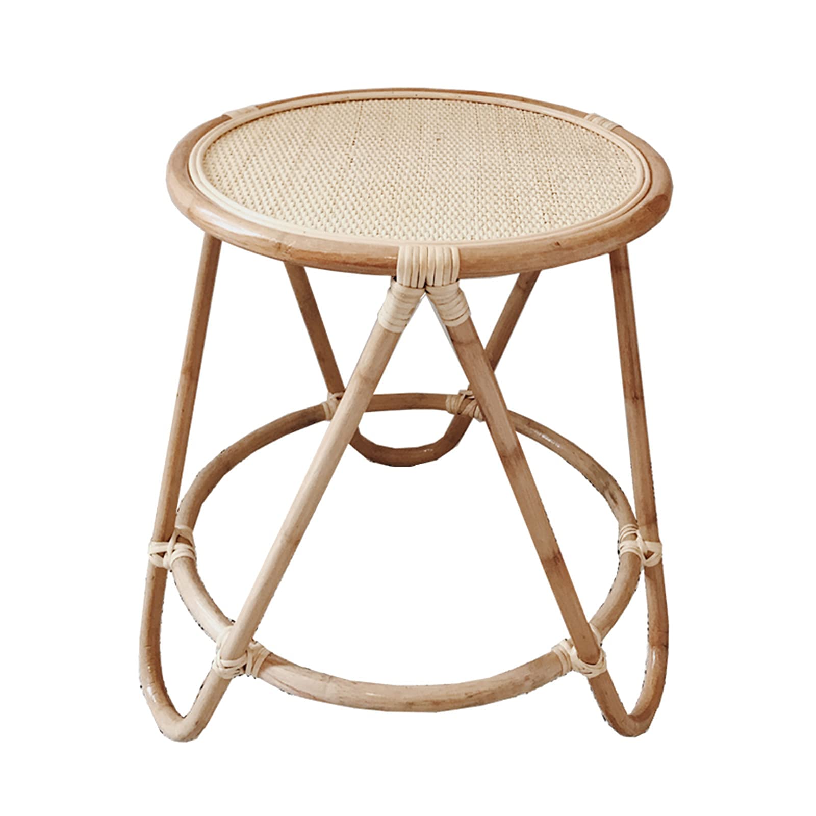 Tisch aus gehärtetem Glas und Rattan, Rattan-Teetisch, natürlicher Stil, Wohnzimmer-Beistelltisch, Eck-Ausstellungstisch, kompakte Couchtische, Terrassen-Freizeittisch, a, 50 x 50 x 51 cm, hergestellt