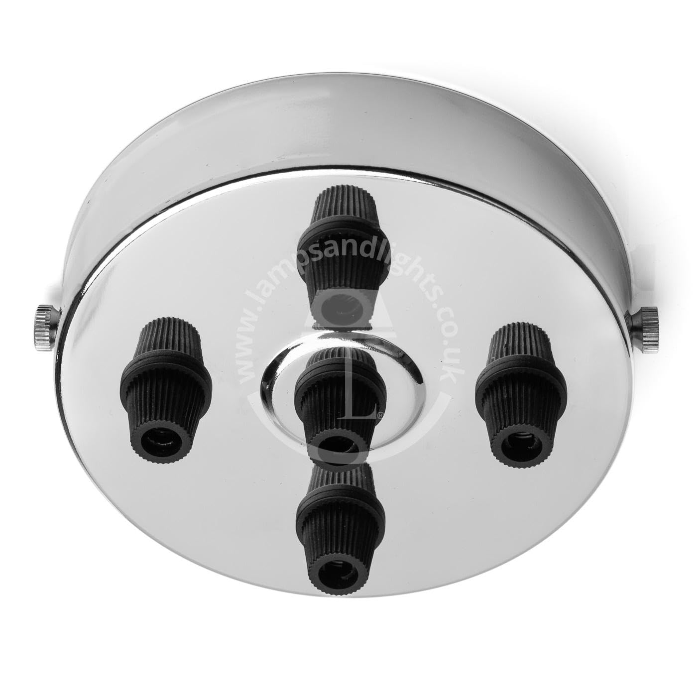 Lamps And Lights Chrome Ceiling Rose With Five Black Outlets (Chrome)