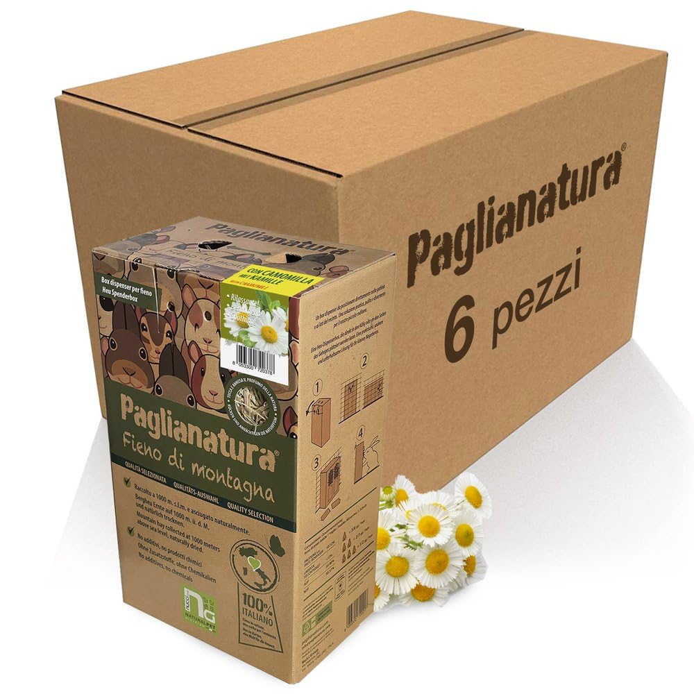 Paglianatura 6-częściowy zestaw - Mountain Hay Straw 600gr z rumiankiem w dozowniku - Naturalna żywność i aromaterapia dla królików i gryzoni