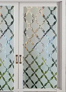 S-Sia Vendors-Good Purchase Good Care Window Privacy Film Frosted Glass Static Clings Non Adhesive Opaque Vinyl Door Decorative Stickers UV Blocking Heat Control Covering (12 X 48 Inch, Bat Floret)