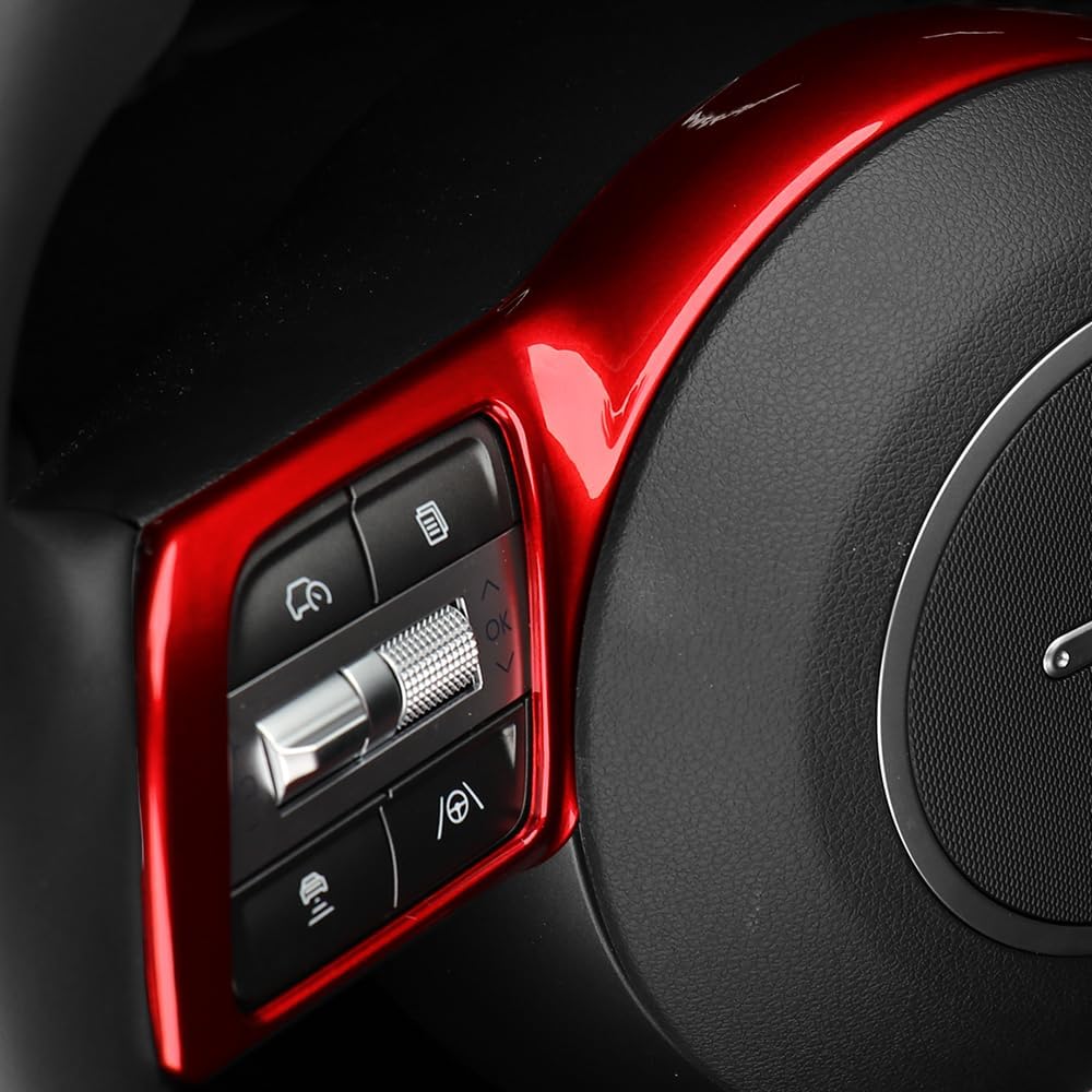 Steering Wheel Button Frame Cover Compatible with Hyundai Kona 2024-2026 Sonata 2025, Easy Installation Car Interior Trim, Stylish Accessories-Red