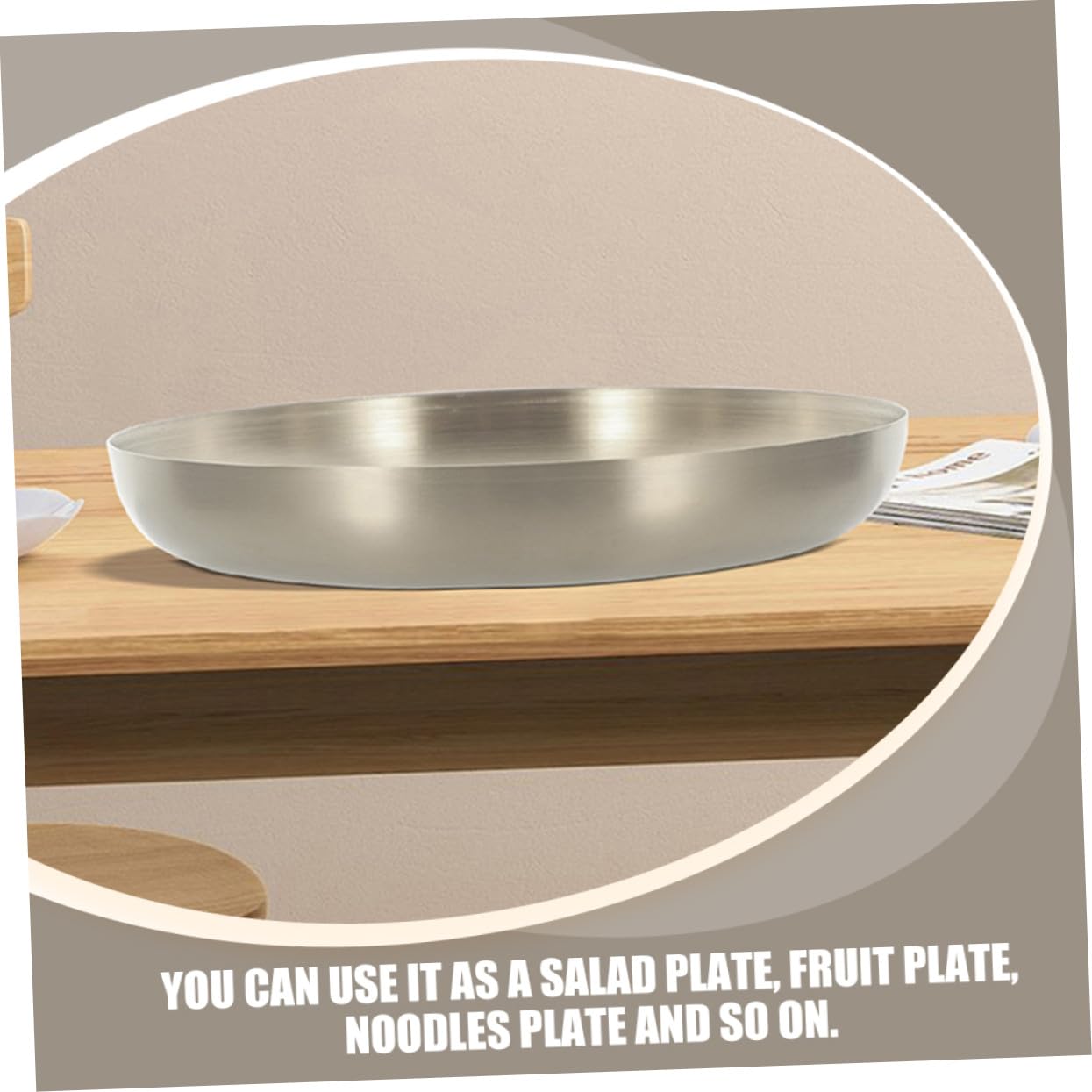 POPETPOP 3 Pièces Plateau de Service Acier Inoxydable Assiette Polyvalente pour Steak et Snack Design Moderne pour Famille Restaurant et