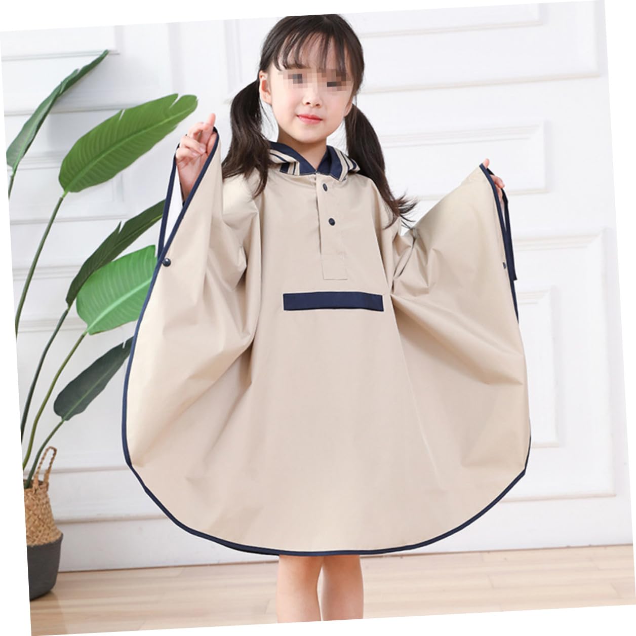 MAGICLULU Poncho per Cappuccio Allungato, Mantellina Antipioggia Ecologica Blu Scuro, Giacca Antipioggia Leggera per Uso Quotidiano, Viaggi e Attività All’aperto