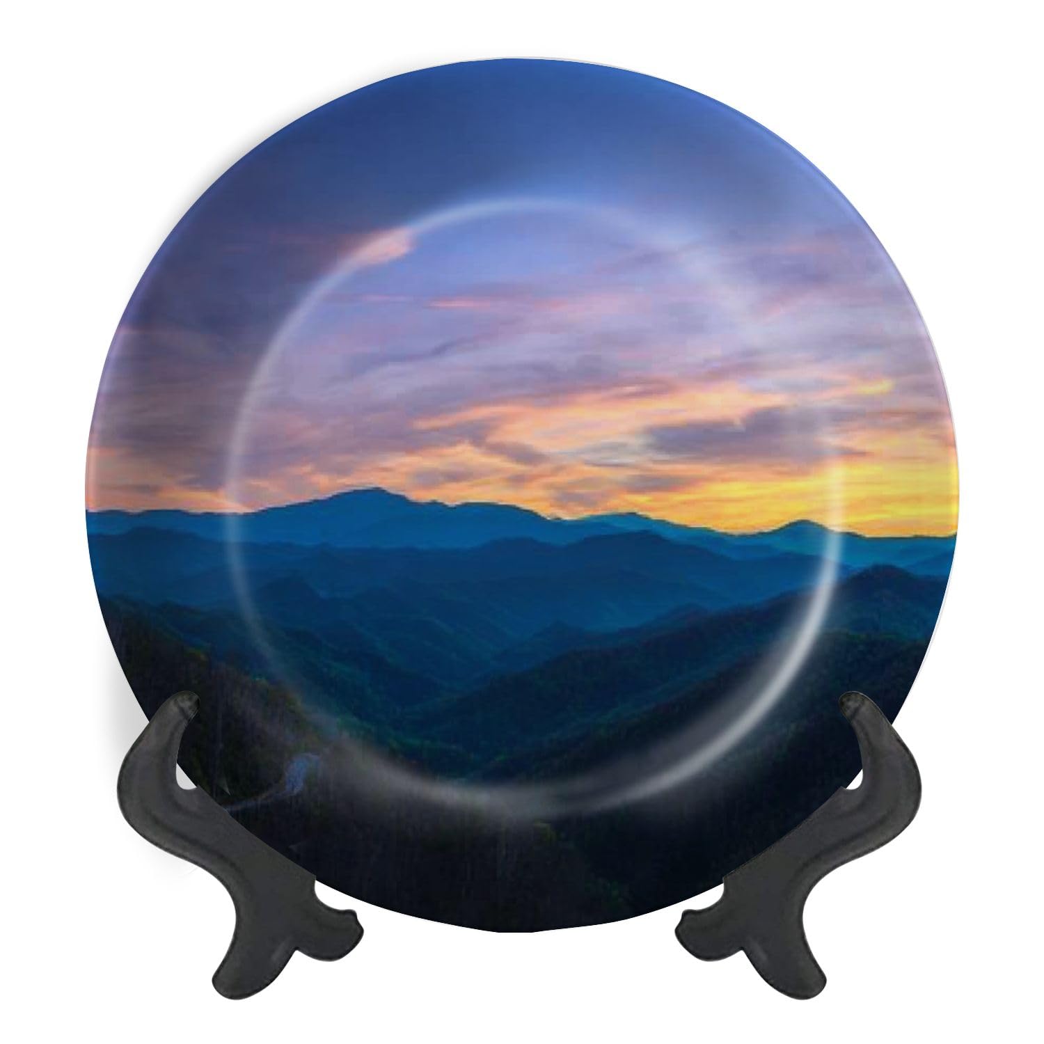 Decorative Plates for Display Sunset from Foothills Parkway Gift Plates Ceramic Collections Plates Hanging Artwork for Living Dining Room Kitchen Souvenir