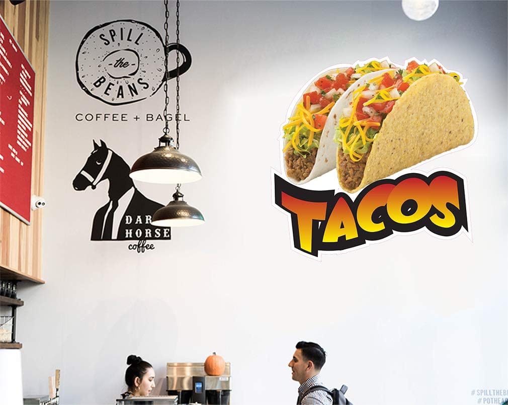 Food Truck Decals Tacos Concession Restaurant Die-Cut Vinyl Sticker E73 & Beverage Sign 48 in on Longest Side