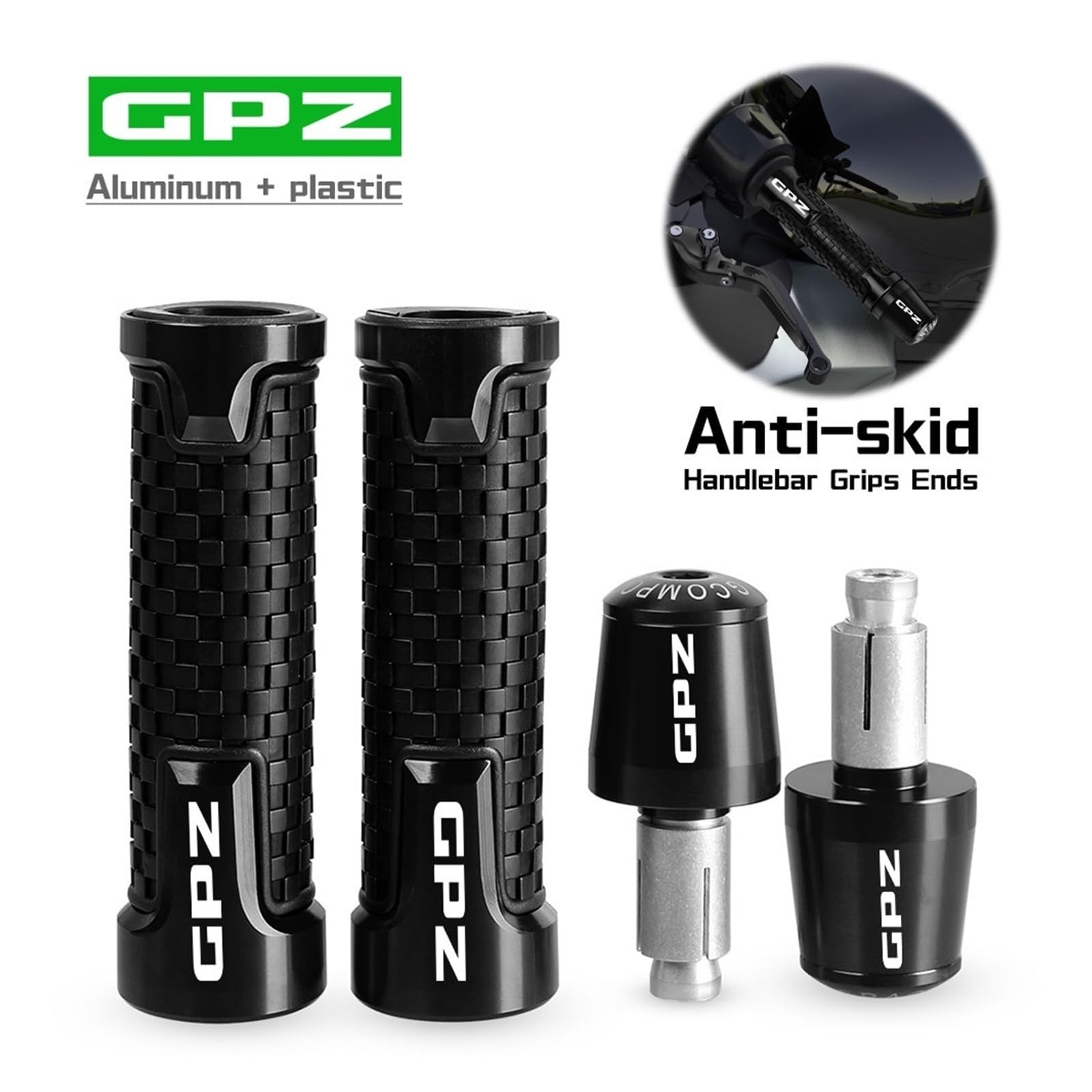 Manopole Moto per ka-wasaki GPZ 400R GPZ600R Gpz900R 1985 1987 1989 CNC Hndlebar Grips Ends Peso Manubrio Grip End Anti Vibrazione Silder