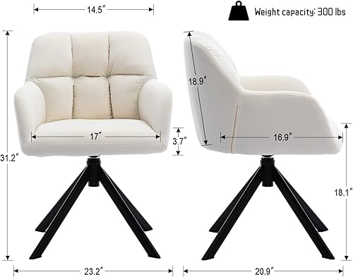 Miniatura 2 de Lei Yu Shunzhi Cómoda silla giratoria de escritorio con acento de terciopelo sin ruedas, tarea de computadora con brazo de respaldo medio para