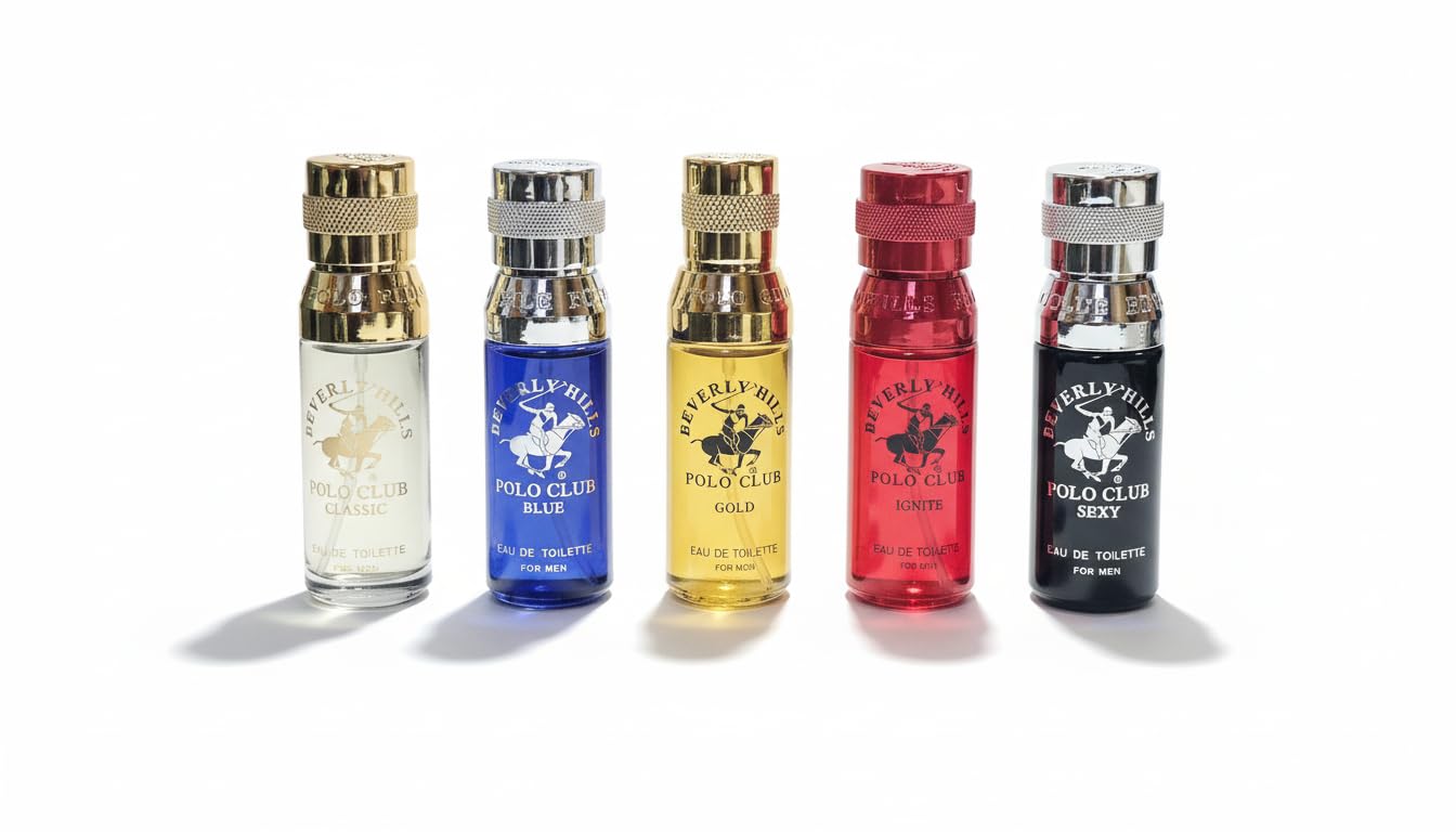 Beverly Hills Polo Club 5 Piece Mini Gift Set Exclusive for Men, EDT Eau De Toilette 5 Mini 0.5oz Bottles May Vary