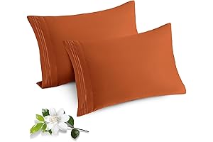 2 Pack Burnt Orange Pillowcases Standard Size - Microfiber 1800 Thread Count...