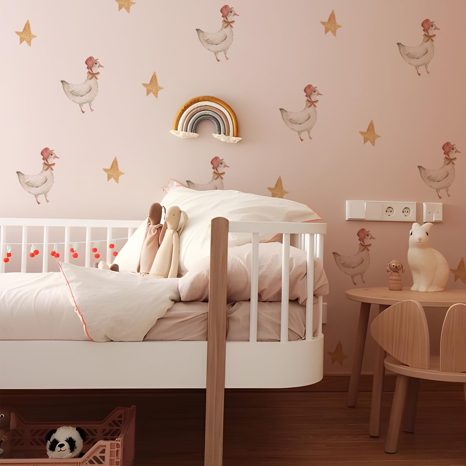 Alwayspon Watercolor Goose and Star Art Wall Decals, Peel and Stick Wall Stickers for Living Nursery Room Bedroom Wall Decor