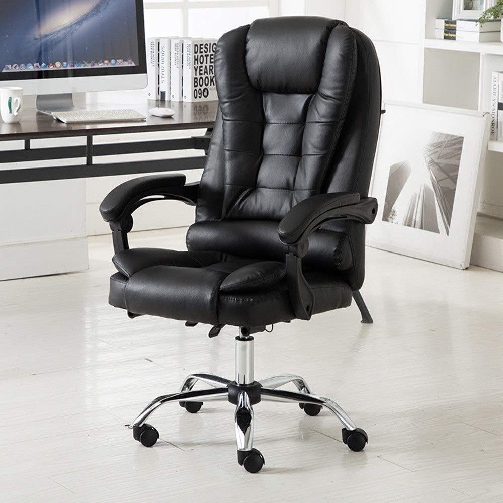 Silla de oficina ejecutiva ergonómica giratoria con piel sintética resistente, reposabrazos acolchados, soporte de cintura reclinable, hasta 330 libras