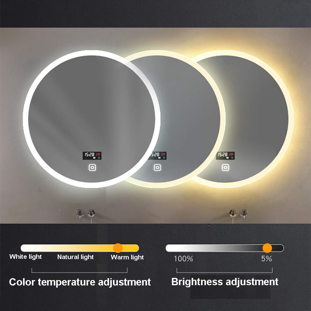 Specchio da bagno illuminato a LED con cuscinetto dimmerabile e antiappannamento, specchio da barba rotondo antideflagrante montato a parete