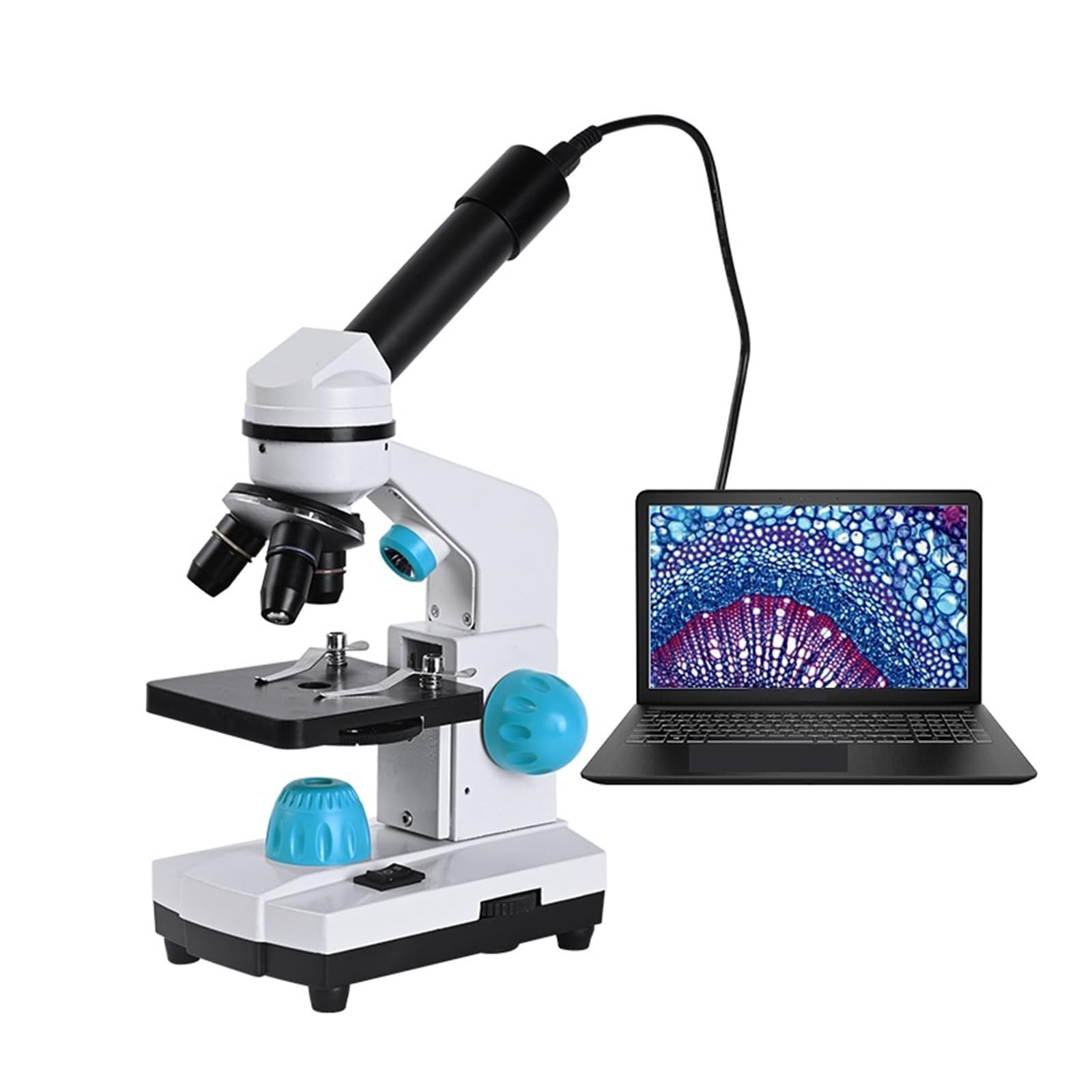 Microscopio biológico HD 2000x, monocular, para Estudiantes, Laboratorio, educación, LED, fácil de Usar，Package 4