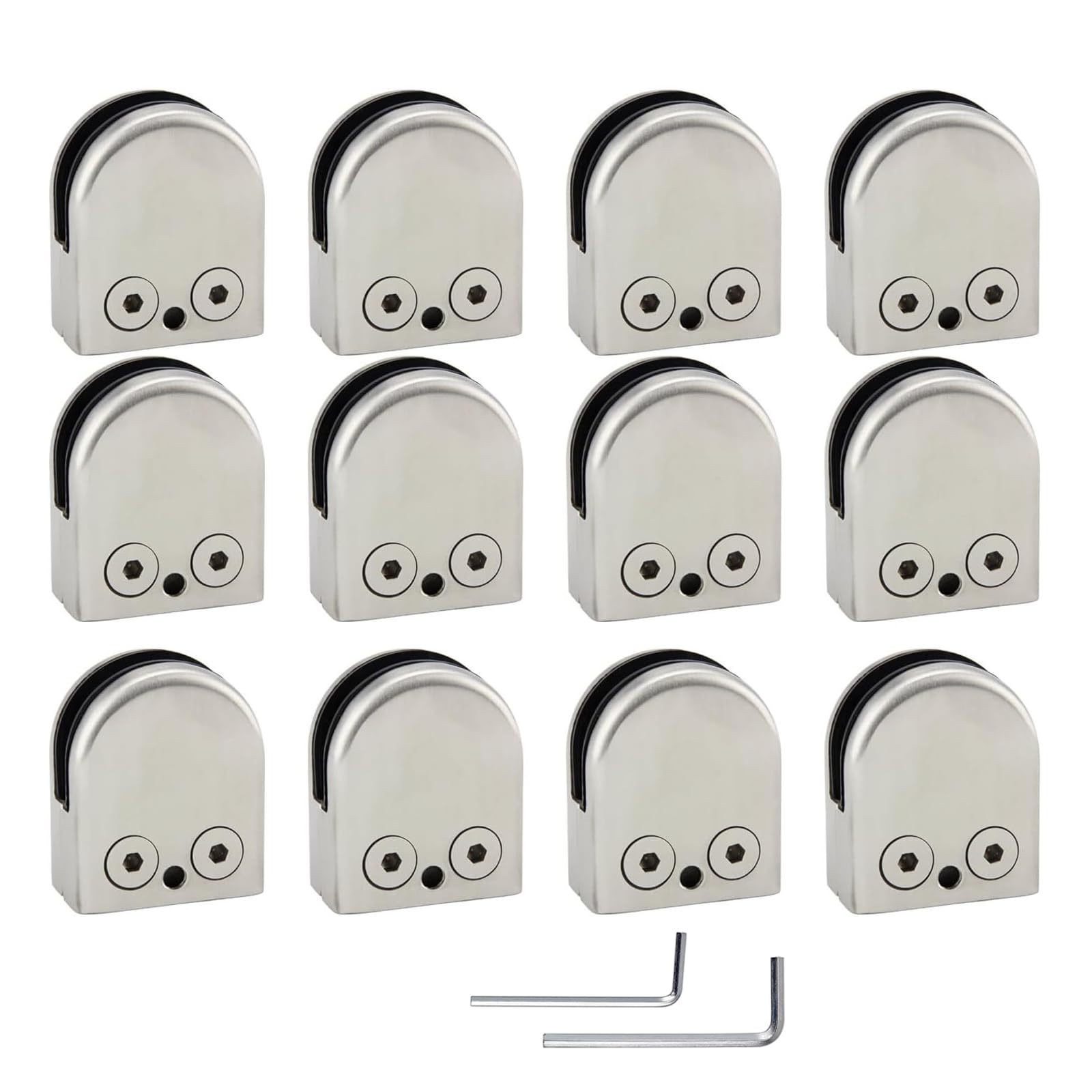 (Verbesserte Version) 12 x Edelstahl Stainless Steel 304 Klemmhalter Glasklemme Glasklemmhalter Glashalter Gelände Flach Anschluss Glass Clip Größe M 8-10mm von Discoball