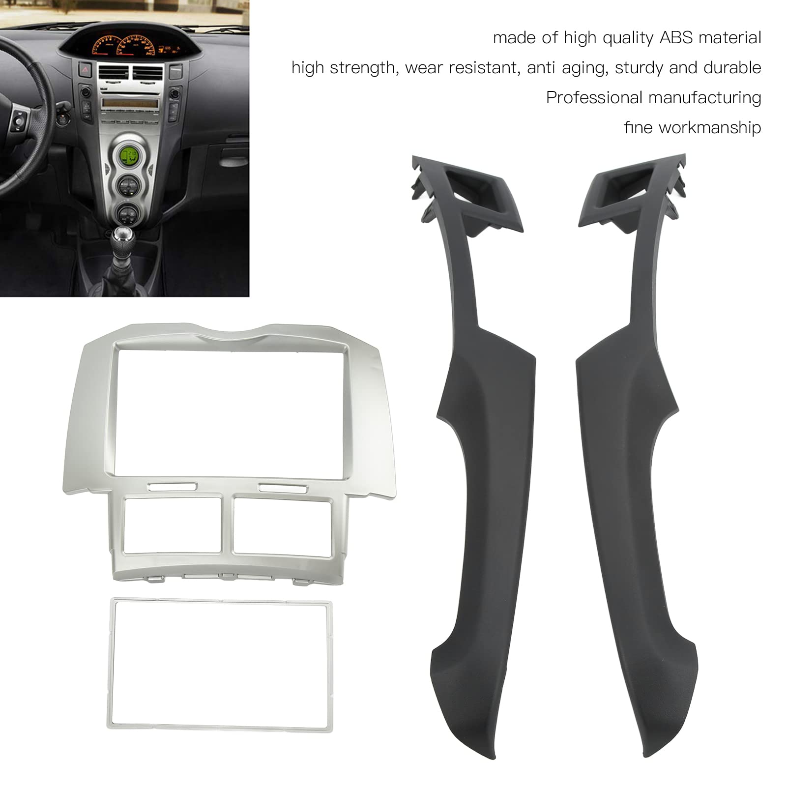 Akozon Radio Fascia Stereo Dash Radio Frame Panel, Sostituzione del Telaio di Montaggio sul Cruscotto per Yaris Vitz Platz 2005‑2011