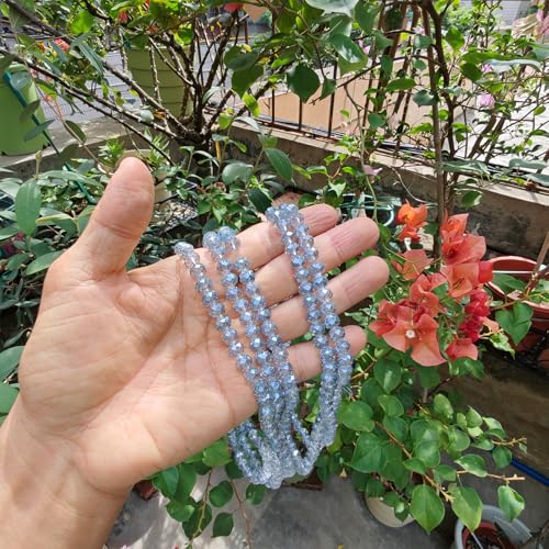 Image of 8mm Rondelle Glass Beads for Jewelry Making, Faceted Briolette Crytal Spacer Beads for Bracelet Necklace Earring, Light Blue Grey 300pcs