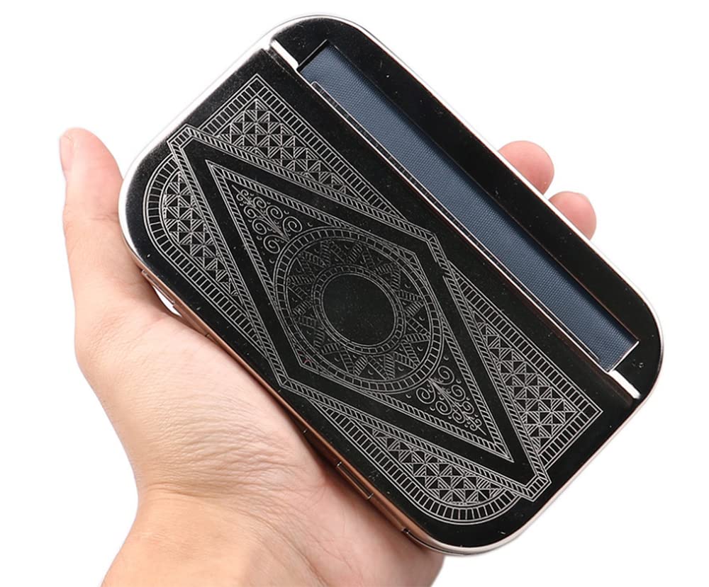 (Random Pattern)110mm Retro Rolling Machine Semi-automatic Smoking Roller Rolling Maker Box for Cigarette Rolling and Storage Case