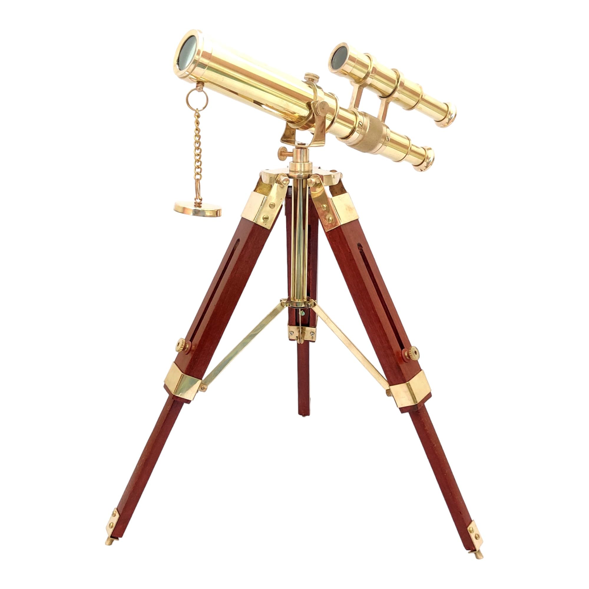 Vintage Home Decorative Nautical Brass Double Barrel Telescope on Tripod Stand Handmade Marine Spyglass Scope Gift for Christmas, Birthday, Anniverasry,