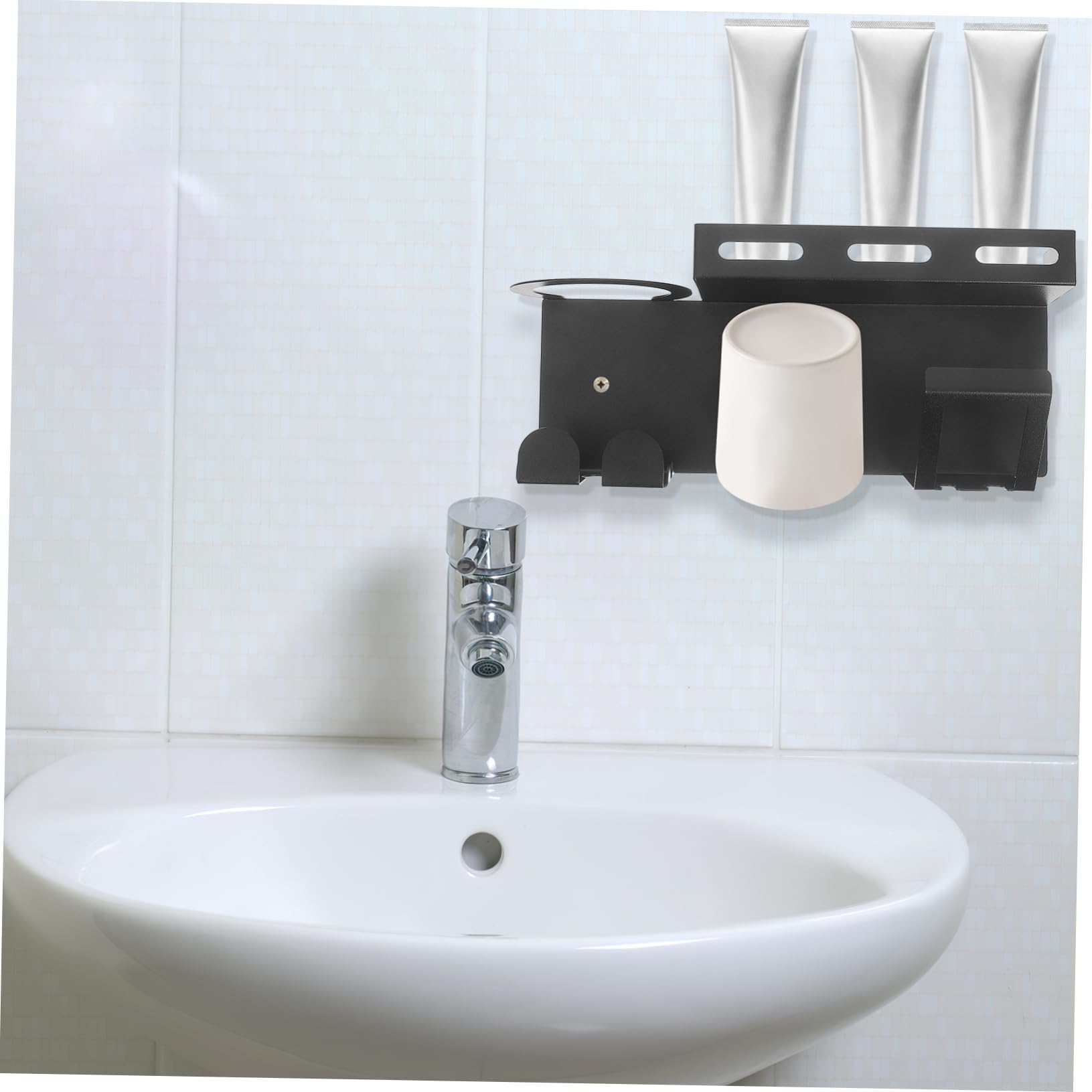Porte-brosses à Dents Mural Double en Acier Inoxydable Noir