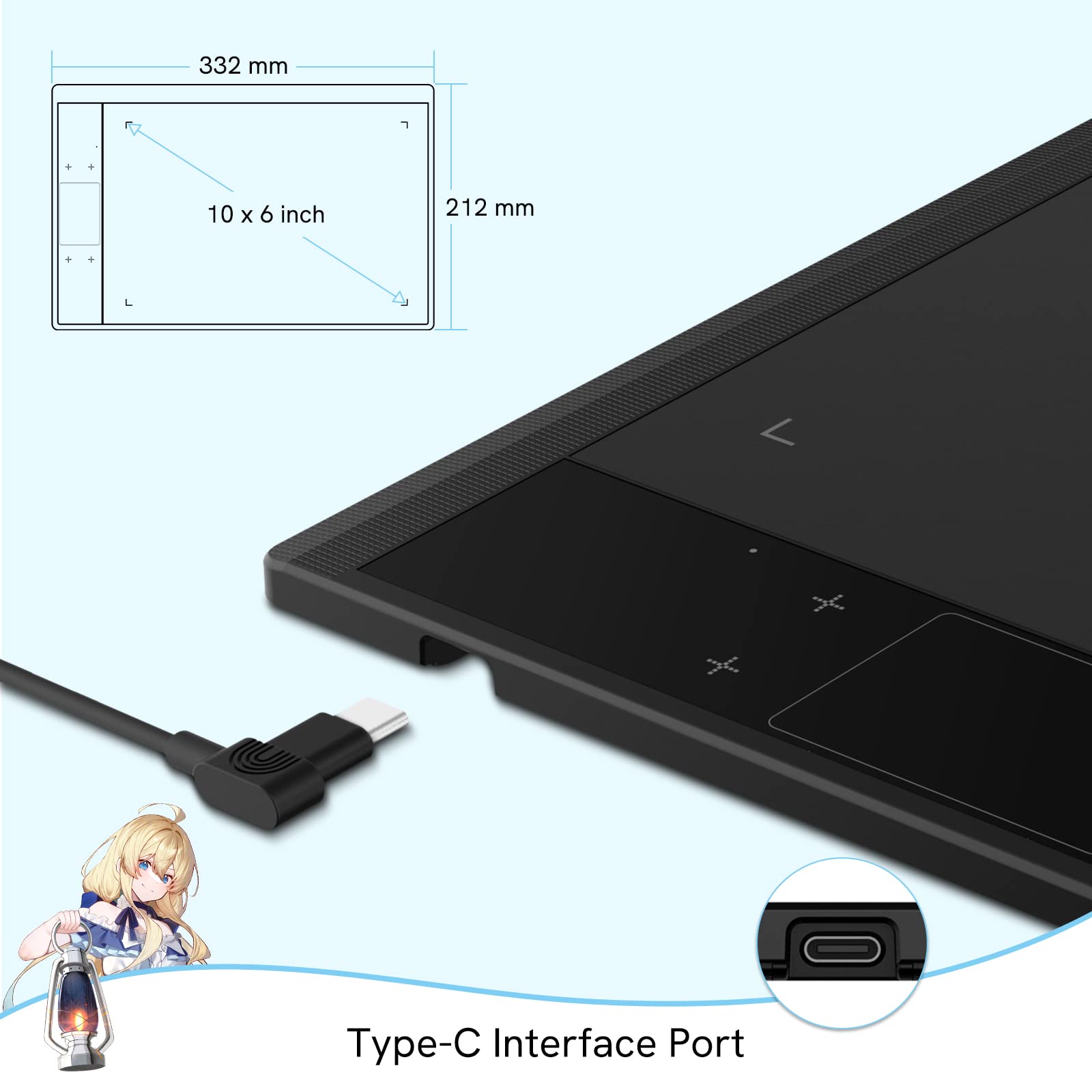 VEIKK A30 Grafiktablett mit Smart Touchpad und 4 Tastenkombinationen, 10x6 Zoll mit batterielosem Stift und 8192 Professionellen Druckstufen