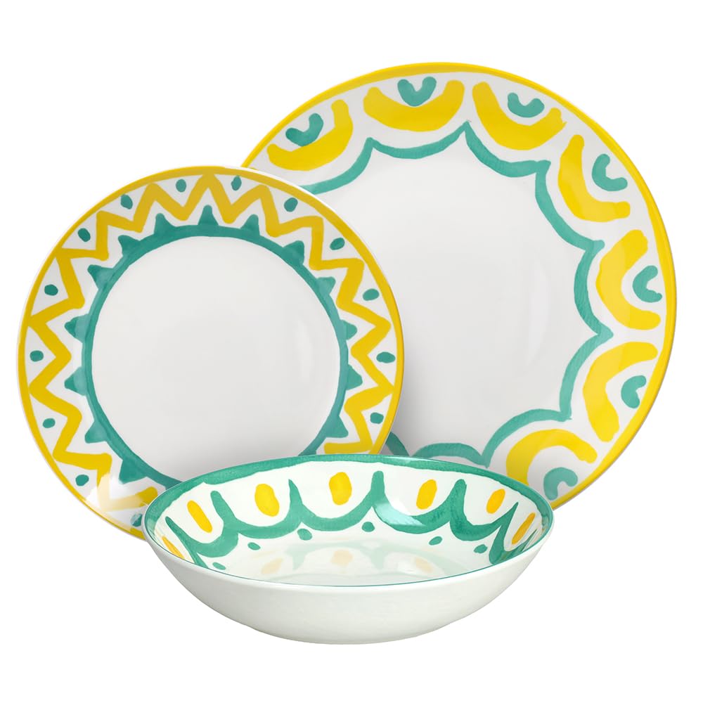 Tognana Vietri, service de vaisselle 18 pièces pour 6 personnes, porcelaine, multicolore