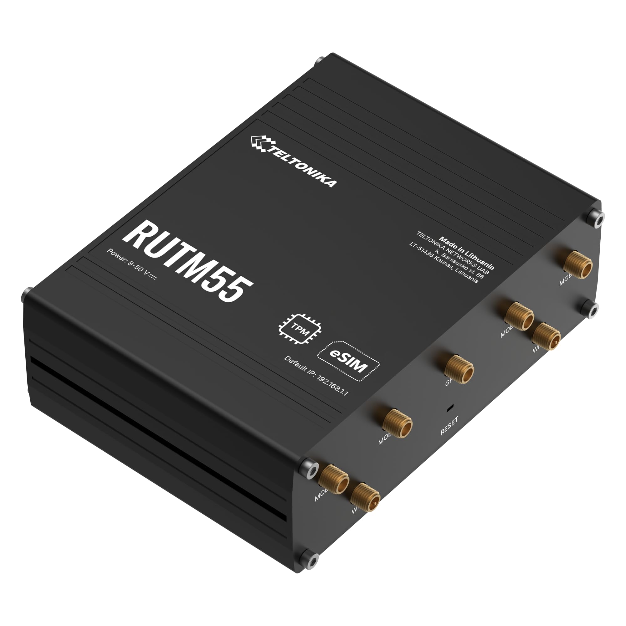 RUTM55 [without PSU] WiFi/5G - LTE router, RS232/RS485, dual - SIM, eSIM, 3-PIN power input - Warranty: 24M