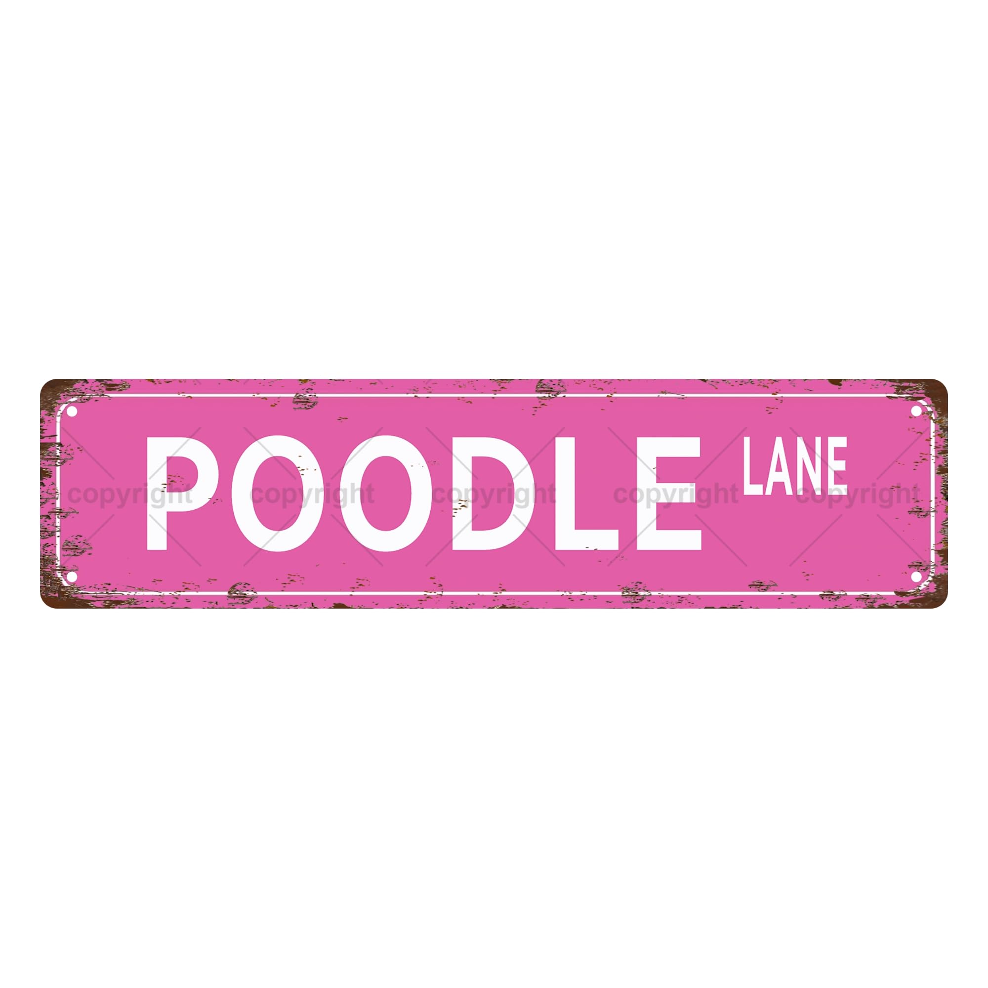Poodle Lane Dog Metal Tin Street Sign Bar Cafe Garage Cave Home Room Wall Bathroom Farmhouse Garden Porch Patio Decor,4x16 Inch