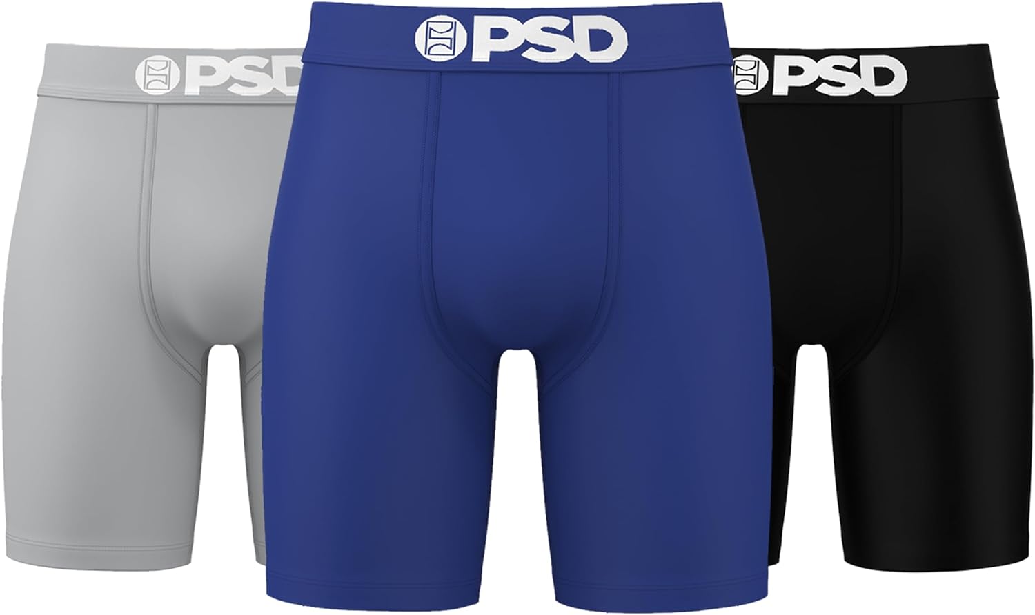 PSD Men's Basic Solid Boxer Briefs - 7 Inch Inseam Breathable and Supportive Men's Underwear with Moisture-Wicking Fabric