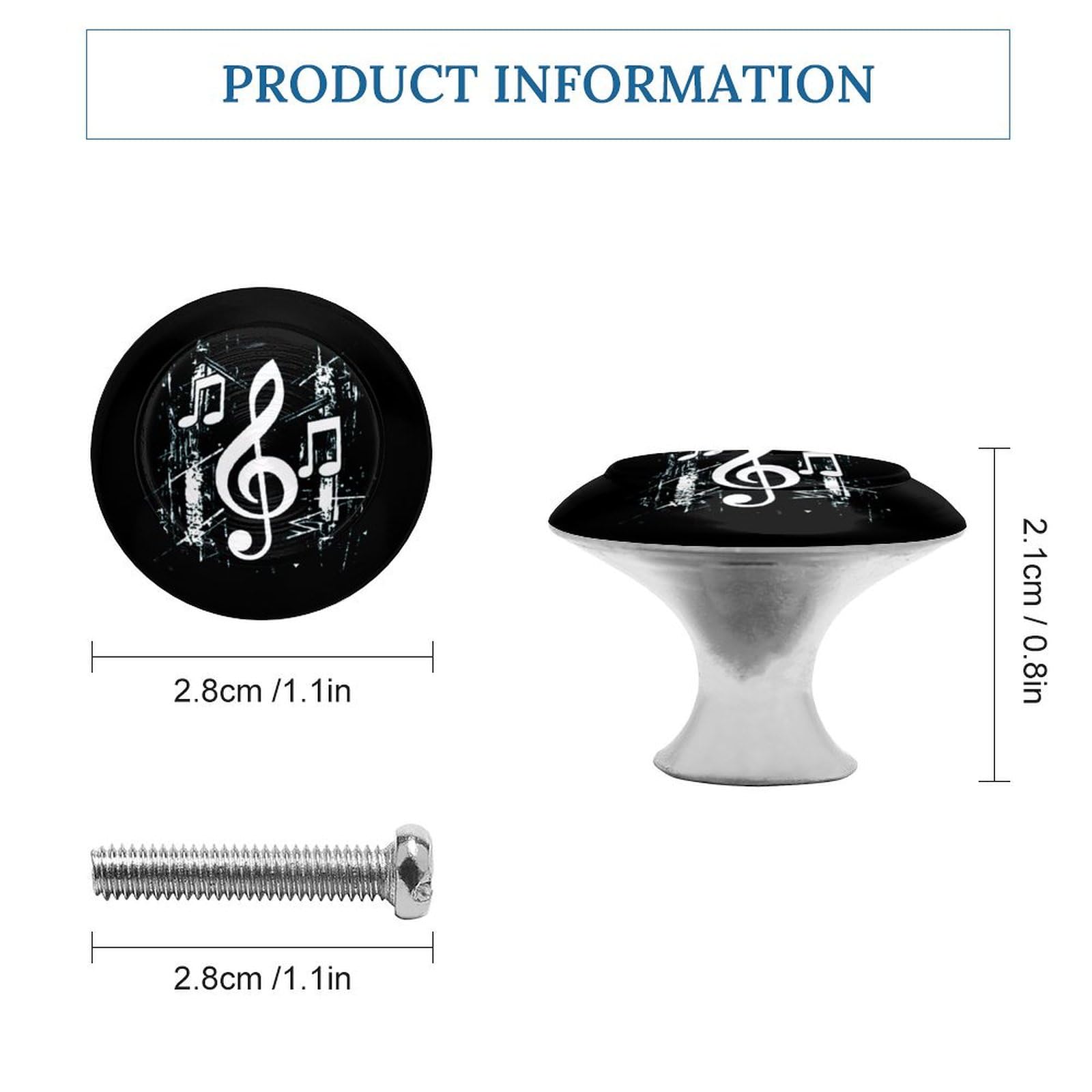 Musical Note Music Cabinet Knobs Drawer Pulls Door Dresser Round Drawer Handles Hardware for Kitchen and Bathroom