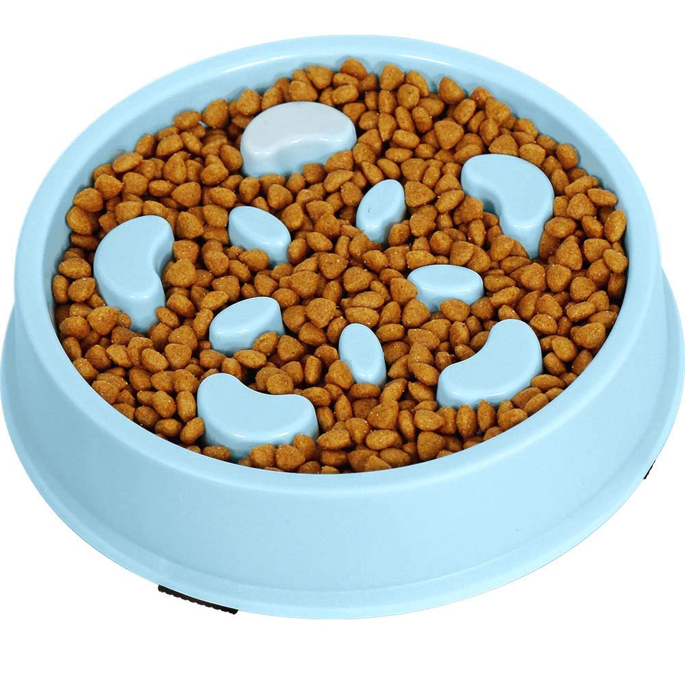 Upsky Slow Feeder Dog Bowl Fun Feeder No Chocking Slow Polypropylene Feeder Bloat Stop Food Water Bowl for Dog Cat with Funny Pattern, Blue, 17.78 cm, H_4.32 cm, W_17.78 cm