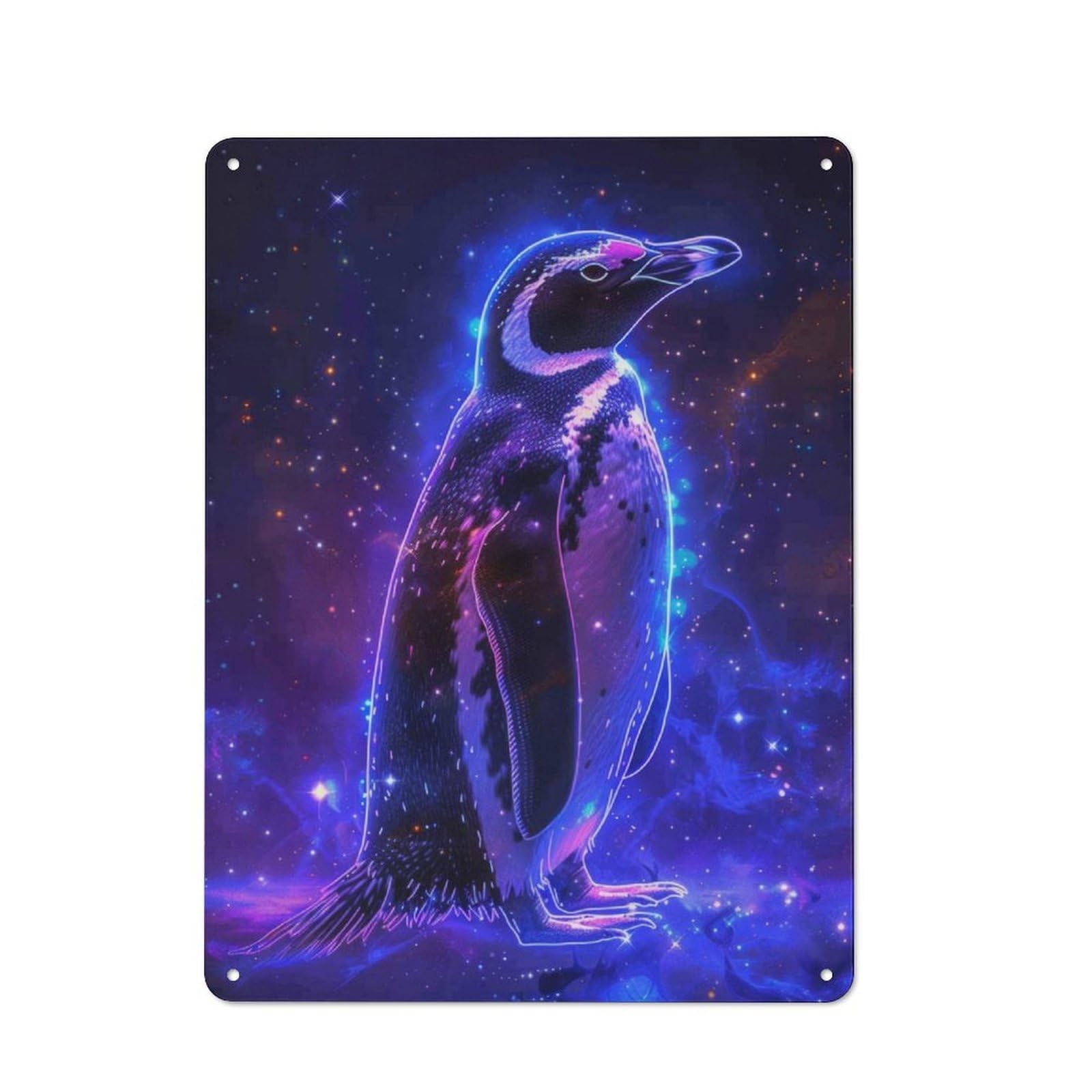 Junmoney Penguin Animal Space Metal Plaque 40X30cm With For Pub Or Café, Rustic Decor, For Garage, Workshop And Man Cave Decoration