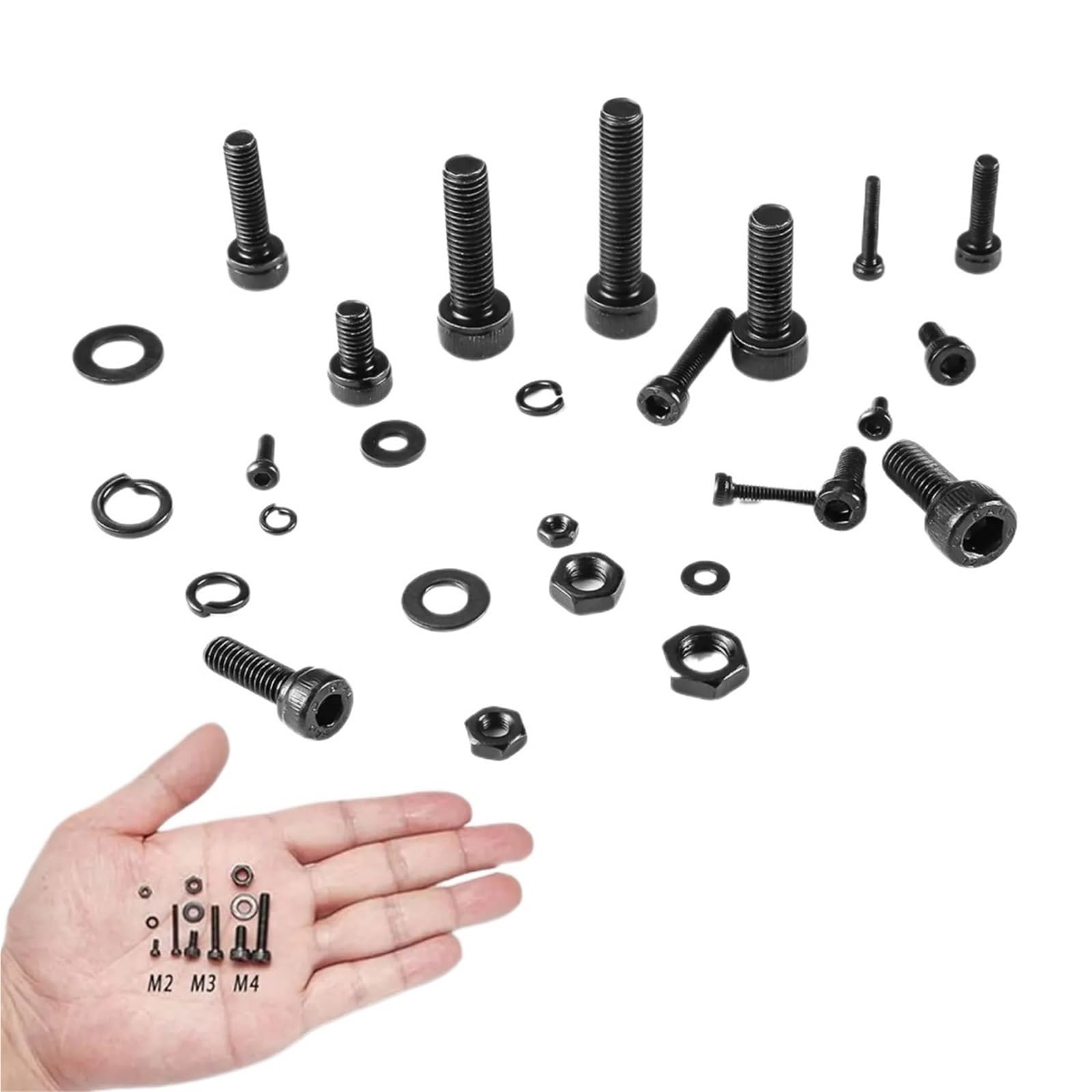 Combinación de tornillos métricos 2020 piezas, combinación pernos y tuercas, mecánicos M2 M3 M4 M5 Juego de Tornillos y Tuercas