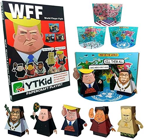 YT Kid World Finger Fight WFF Paper Toy Finger Puppet for Kids, Toddlers - Let Your Kid Plays as a President to Make World Great Again with Donald Trump, Putin, Xi Jinping, Kim Jong Un, Duterte