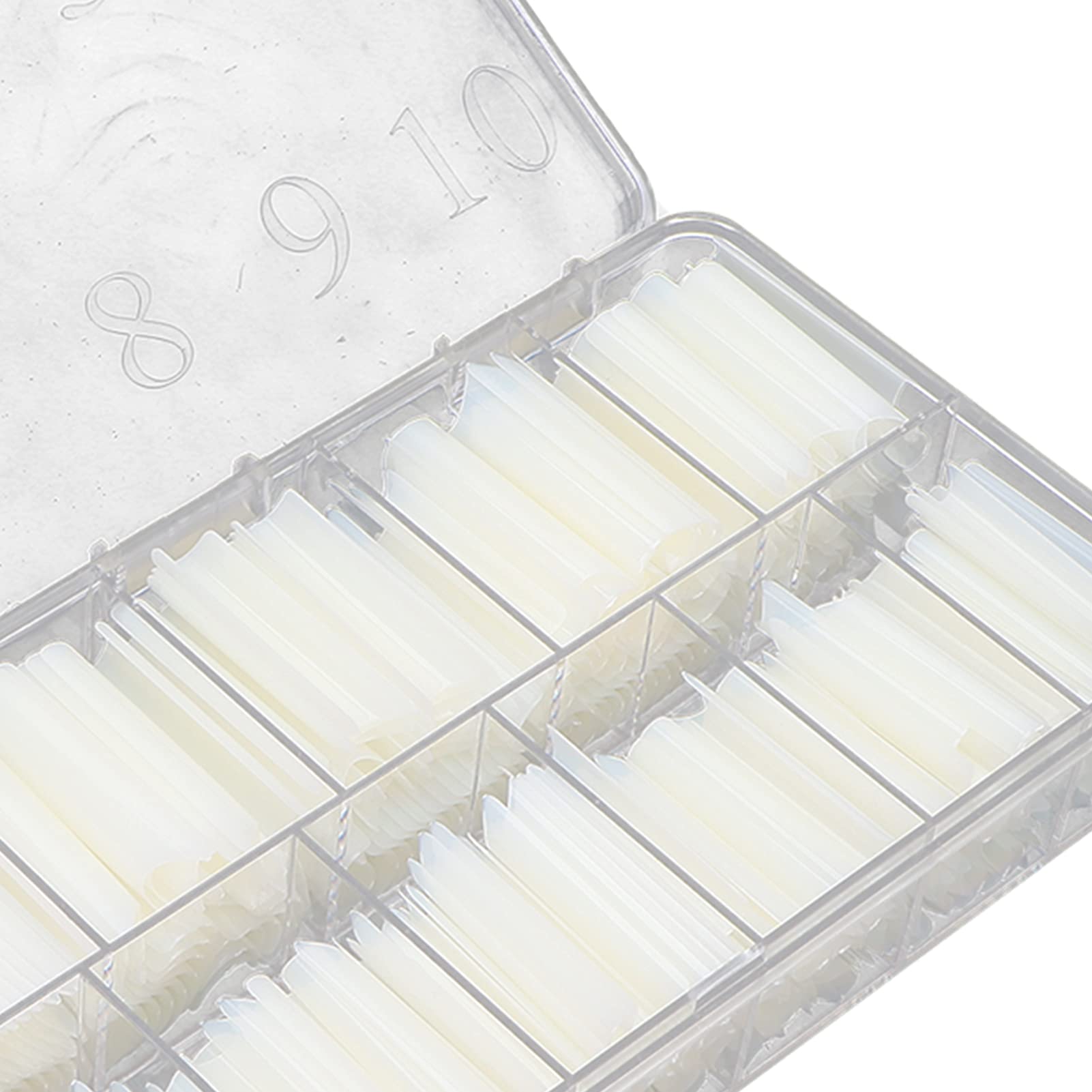360 pezzi di punte per unghie finte a forma di U extra lunghe, punte per unghie finte per nail art fai-te, 12 misure di punte riutilizzabili salone con scatola di (Colore naturale 360 ​​compresse)
