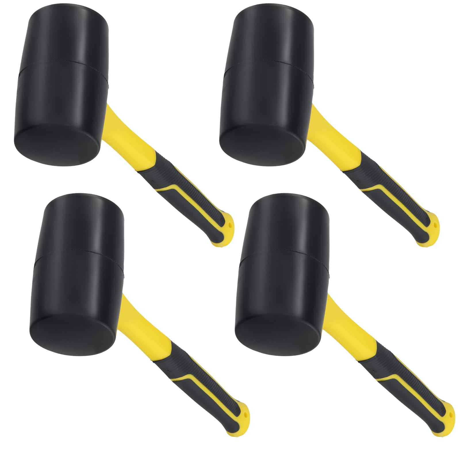 Senjeok Black,Yellow 4Pcs 16Oz Rubber Mallet, 500G Small Rubber Hammer For Paving, Camping, Carpenter