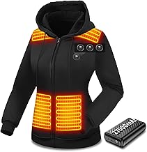 Heated Sweatshirt for Men Women, Hoodie with 7.4 V 27000 mAh Battery, Electric Heated Jacket with 3 Heating Levels with 8 Zones
