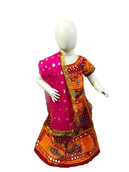Radha Lehenga Chaniya Choli Navratri Garba Multicolor Costume Dress for Girls