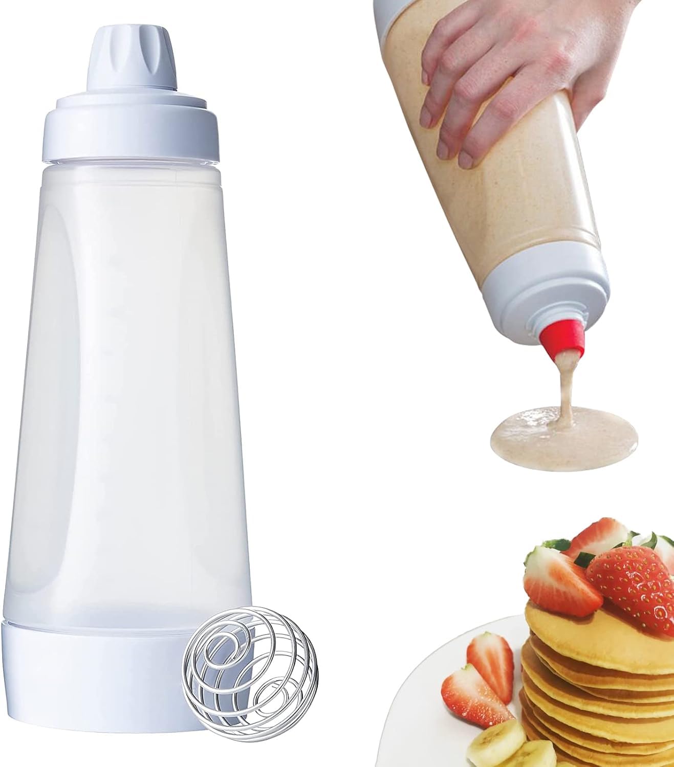 RROAD Hand Batter Dispenser Pancake Batter Mix Bottle Bottle Dispenser, for Cupcake Pancake Crepe Batter, Practical Home Kitchen Tools