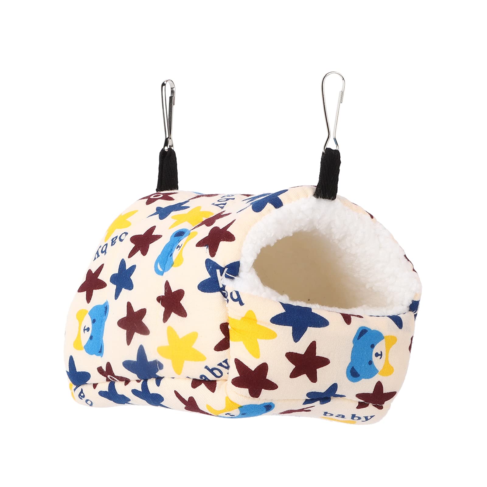 Muiltvoe Small Pet Hanging Cotton Hammock, Star Shape Warm Winter Bed with Fixed Accessories for Hamsters Guinea Pigs Hedgehogs and Small Birds (8 * 8 Star Shaped)