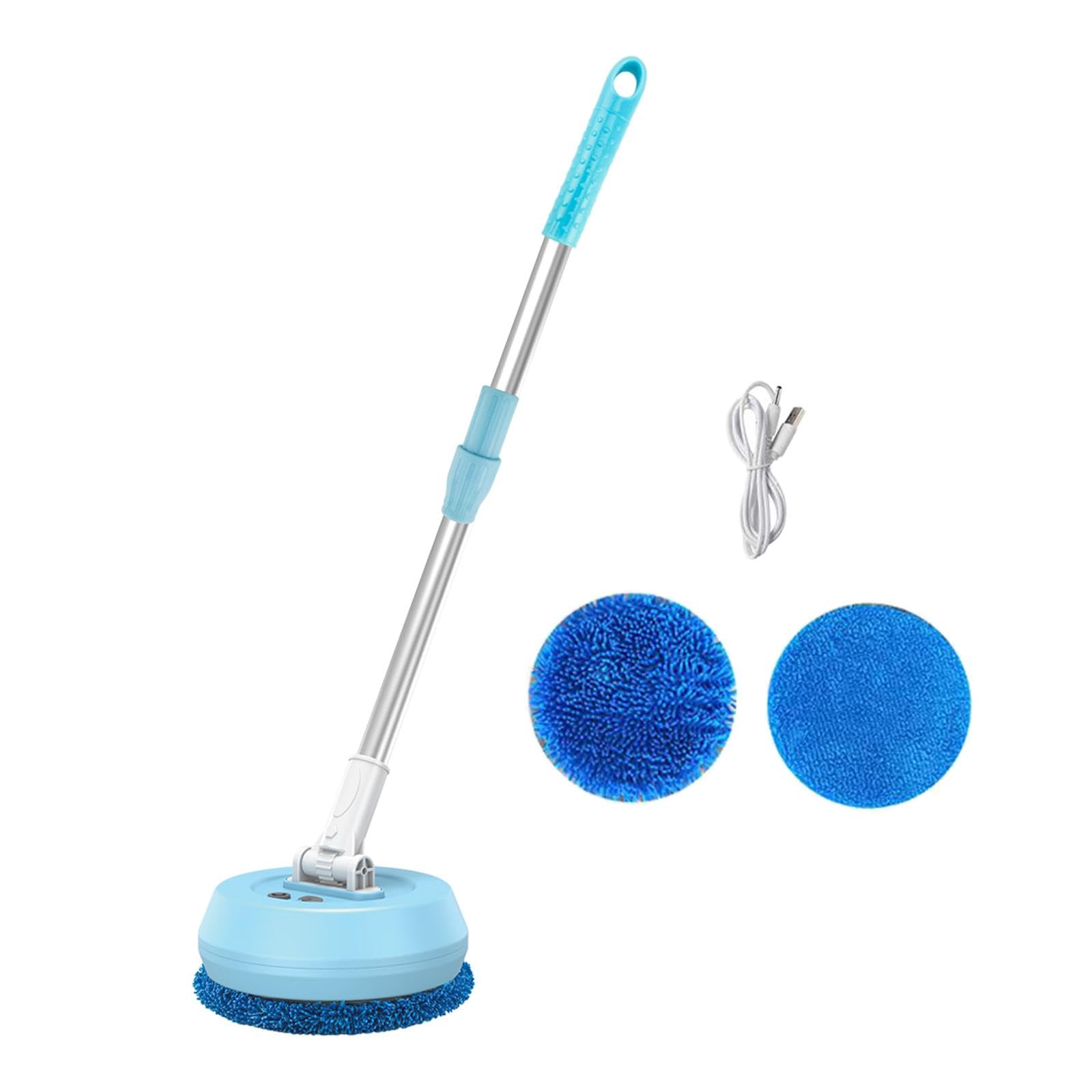 2 Piezas Limpiador Eléctrico para Pisos Máquina de Limpieza Automática para Vidrios Y Pisos Telescópica Reutilizable Pulidor Seco Y Húmedo Ade, Azul