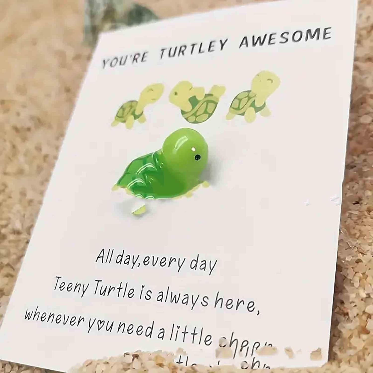 Cute Mini Green Turtle, Handmade Emotional Support,You're Turtley Awesome - Image 3