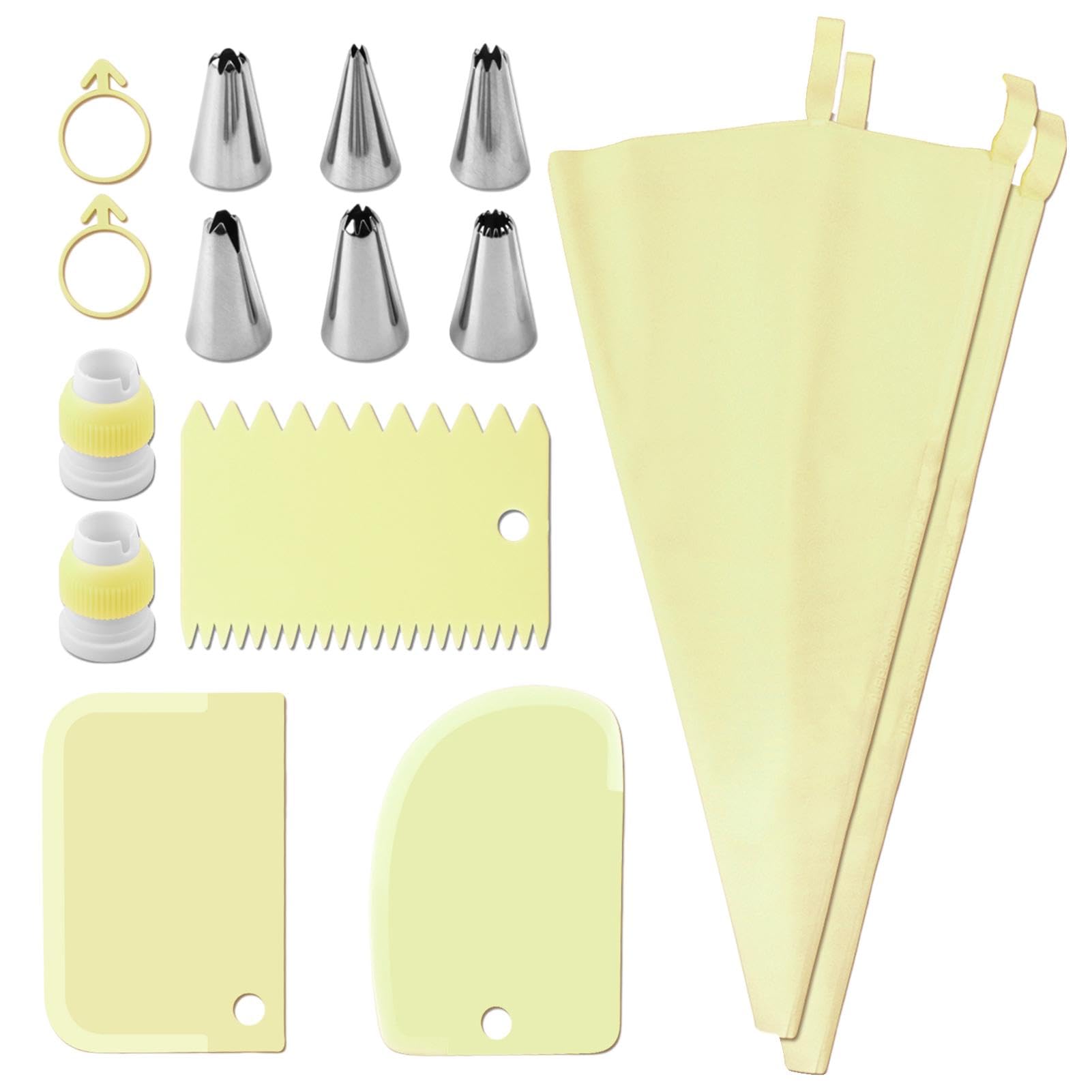 Set Da 120 Sac à Poche E Ugelli Per Decorazione Torte: 100 Sacchetti Usa E Getta, 1 Riutilizzabile, 12 Bocchette In Acciaio, 2 Accoppiatori, 3 Raschietti, Per Dolci E Dessert - 3