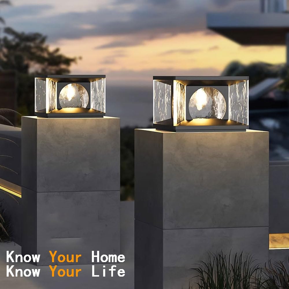 MOCHAMIK Paletto Luminoso da Esterno Paletto Luminoso da Esterno Impermeabile, Illuminazione a LED Lampada a Colonna Vialetto Vialetto Paesaggio Luce Alloggiamento Decorazione Pilastro Lanterna